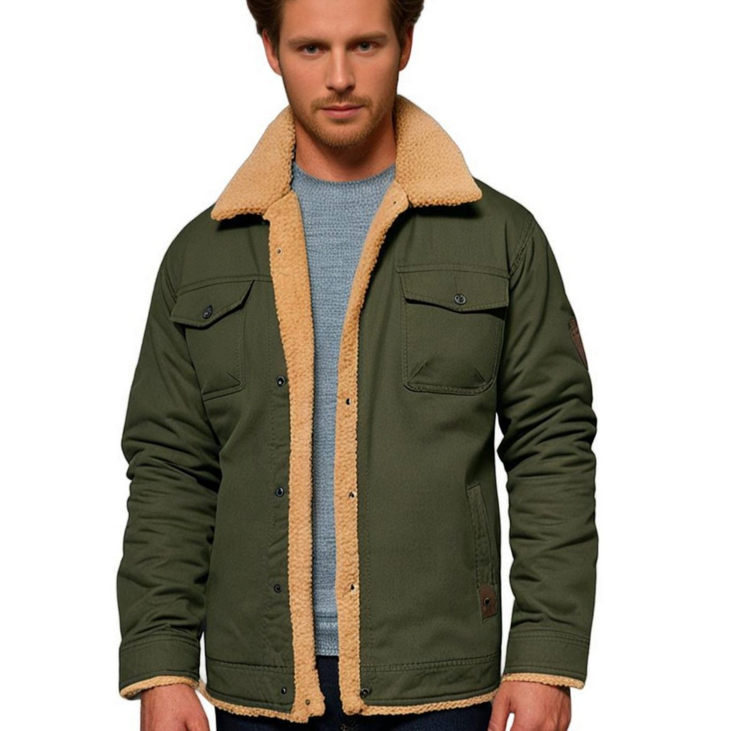 Isaac | Men's Sherpa-Lined Fleece Jacket With Snap-Button Closure