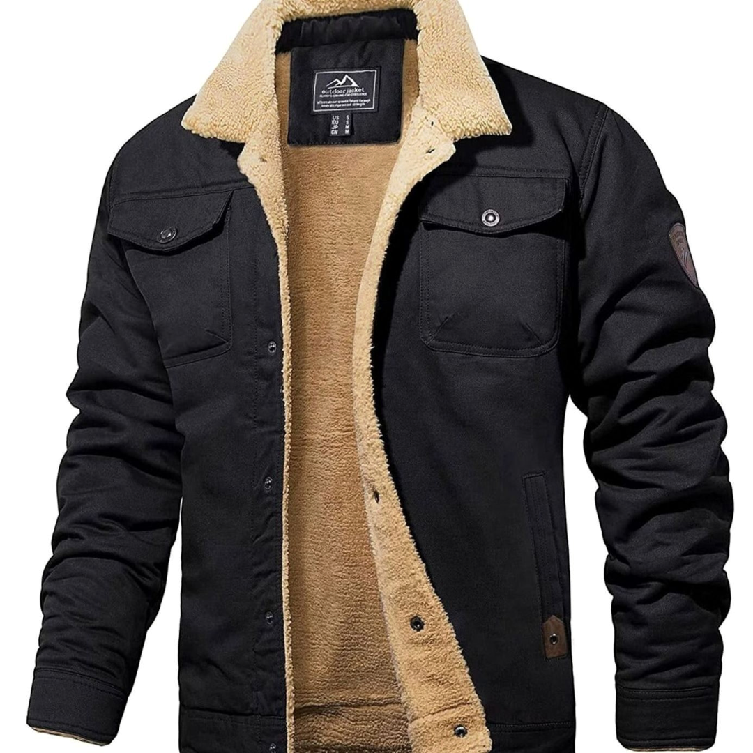 Isaac | Men's Sherpa-Lined Fleece Jacket With Snap-Button Closure