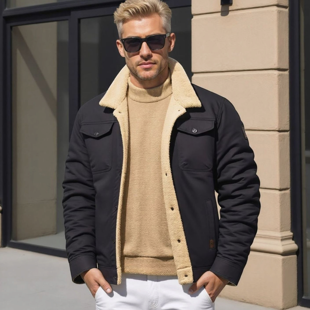 Isaac | Men's Sherpa-Lined Fleece Jacket With Snap-Button Closure