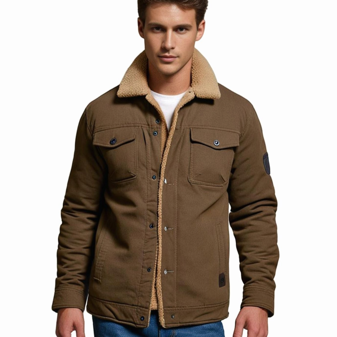 Isaac | Men's Sherpa-Lined Fleece Jacket With Snap-Button Closure