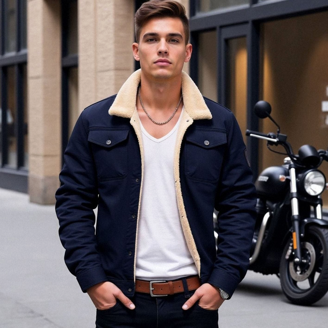 Isaac | Men's Sherpa-Lined Fleece Jacket With Snap-Button Closure