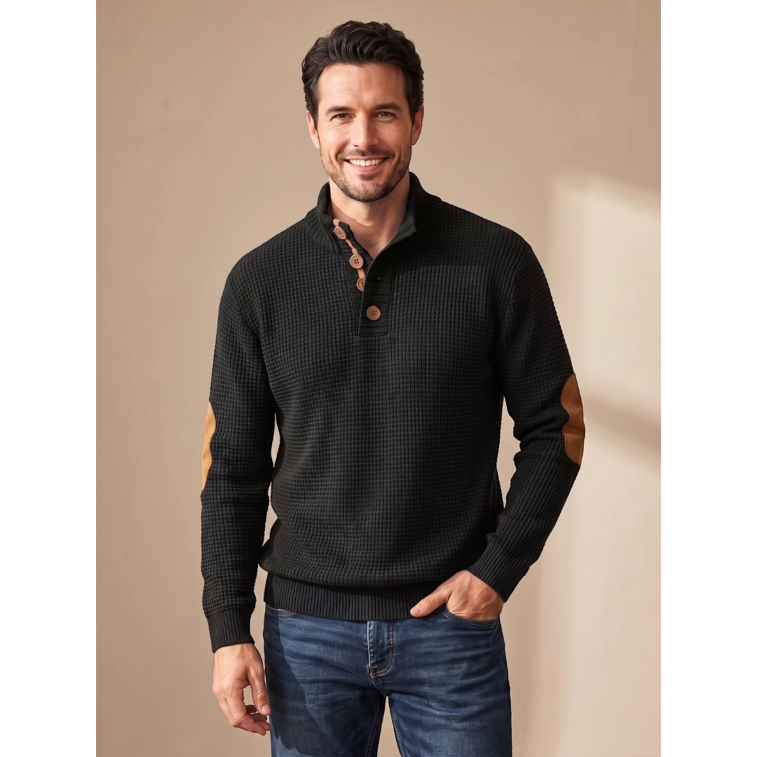Jack | Men's Waffle-Knit Button-Collar Pullover Sweater