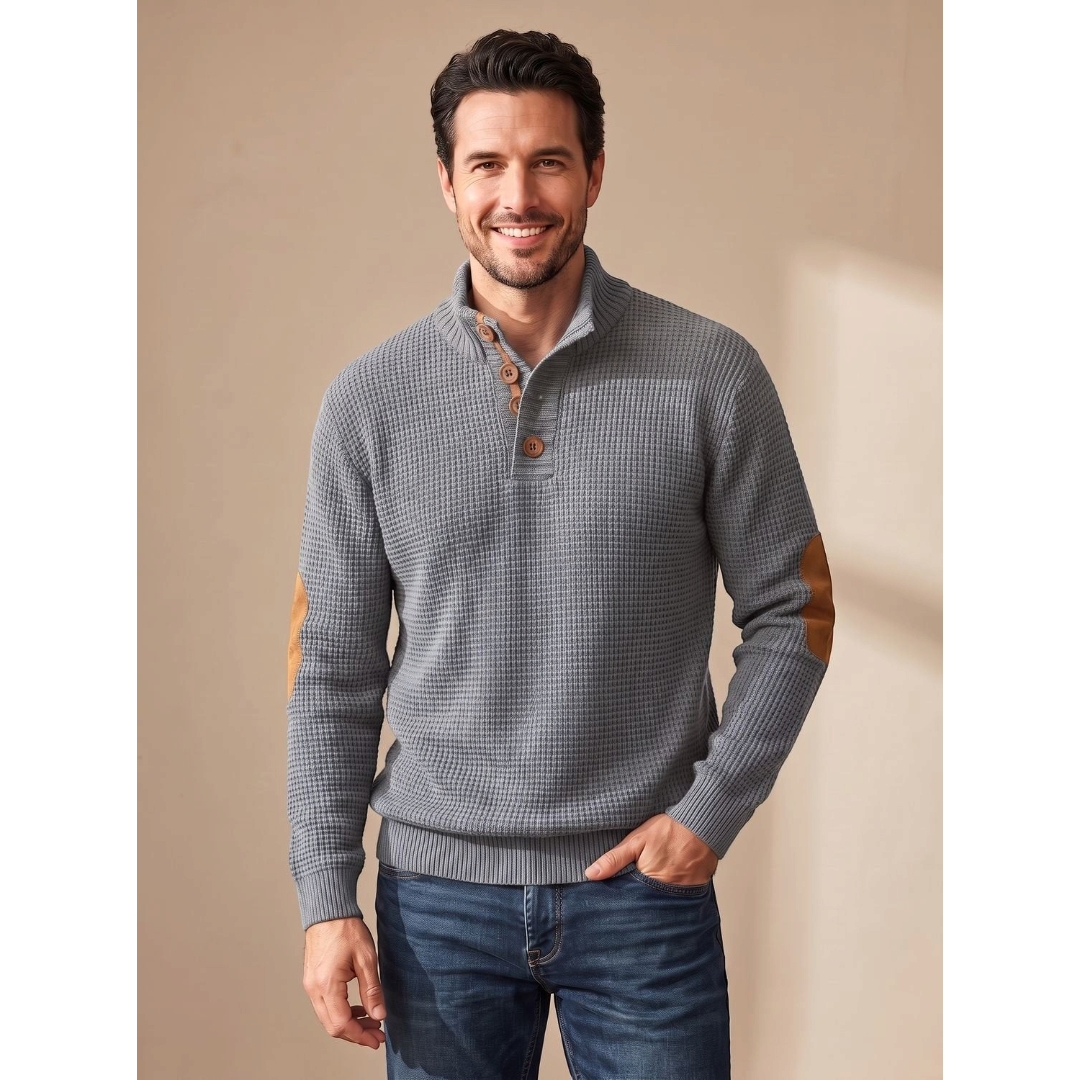 Jack | Men's Waffle-Knit Button-Collar Pullover Sweater