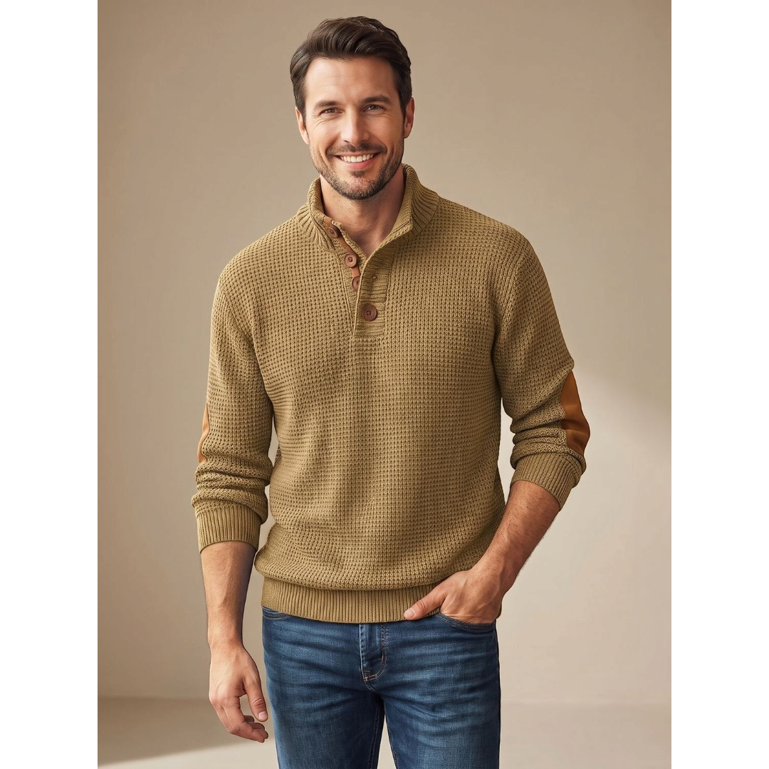 Jack | Men's Waffle-Knit Button-Collar Pullover Sweater