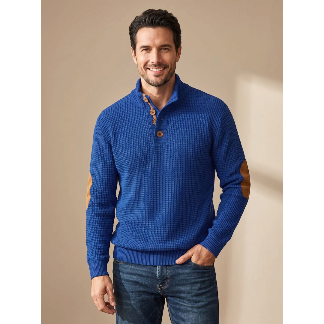Jack | Men's Waffle-Knit Button-Collar Pullover Sweater
