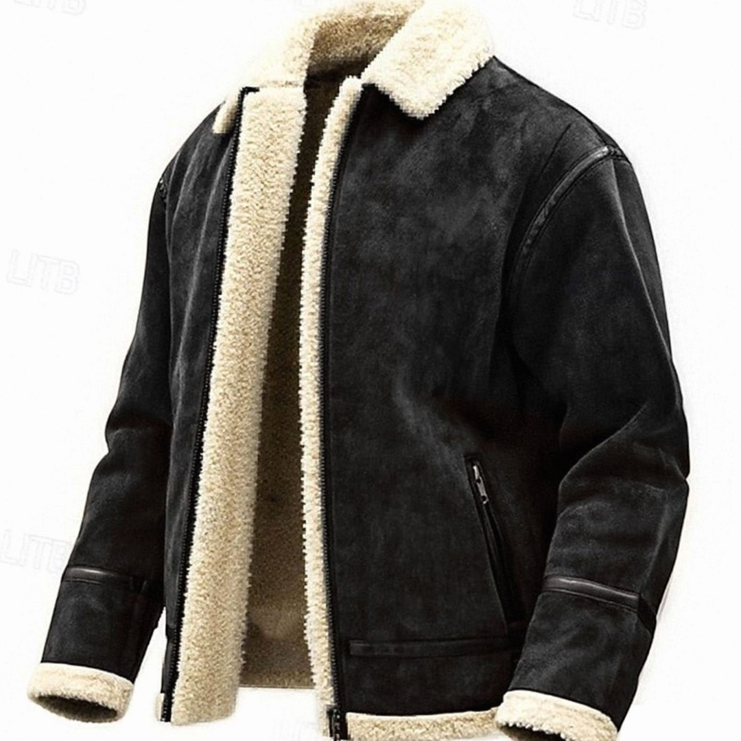 Julian | Men's Sherpa-Lined Aviator Zip-Up Bomber Jacket