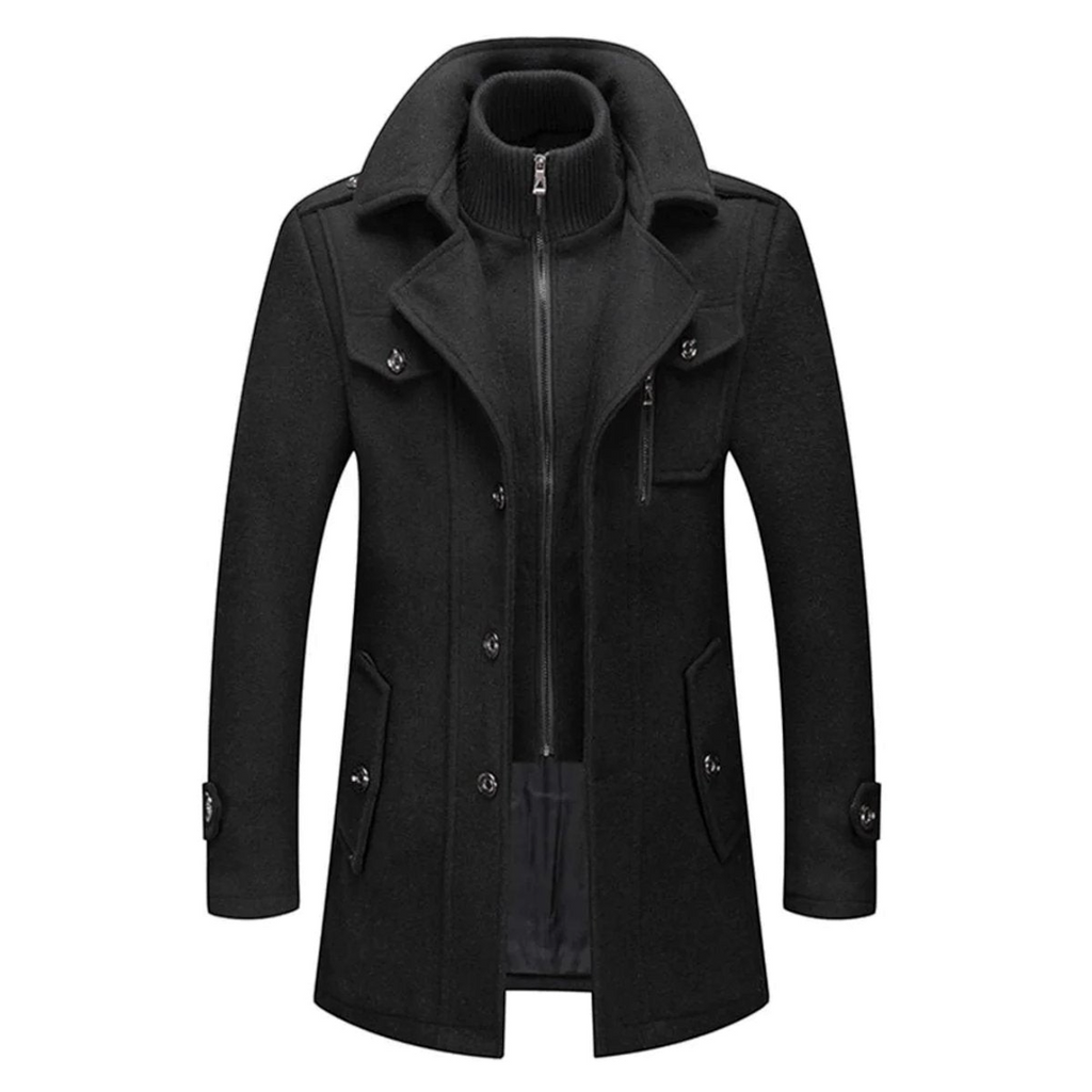 Lucas | Men's Wool-Blend Double-Layer Single-Breasted Overcoat