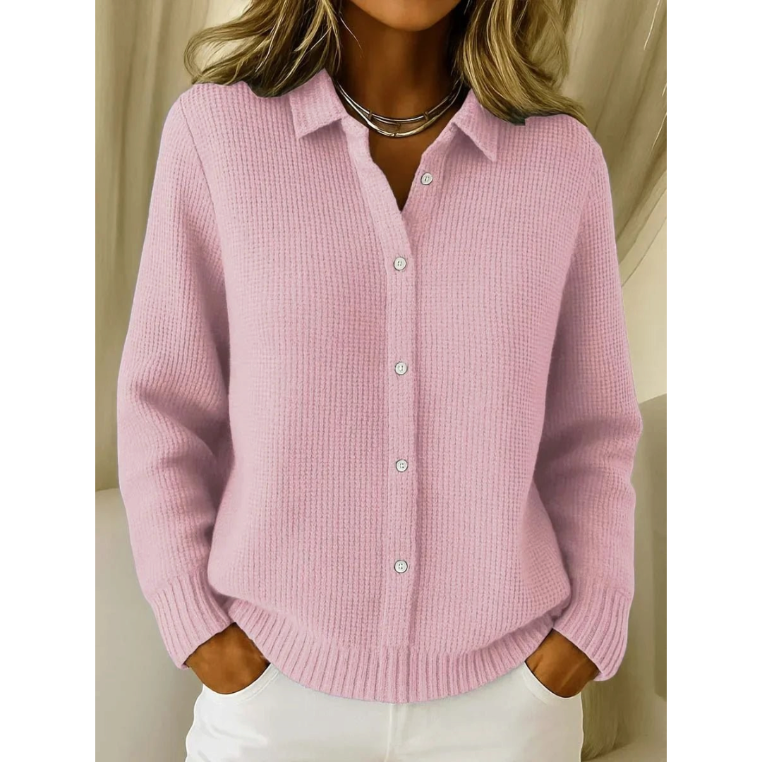 Margot | Women's Collared Textured Knit Button Cardigan