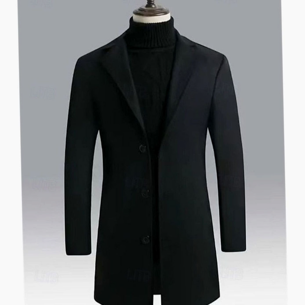 Percival | Men's Long Wool Single-Breasted Overcoat