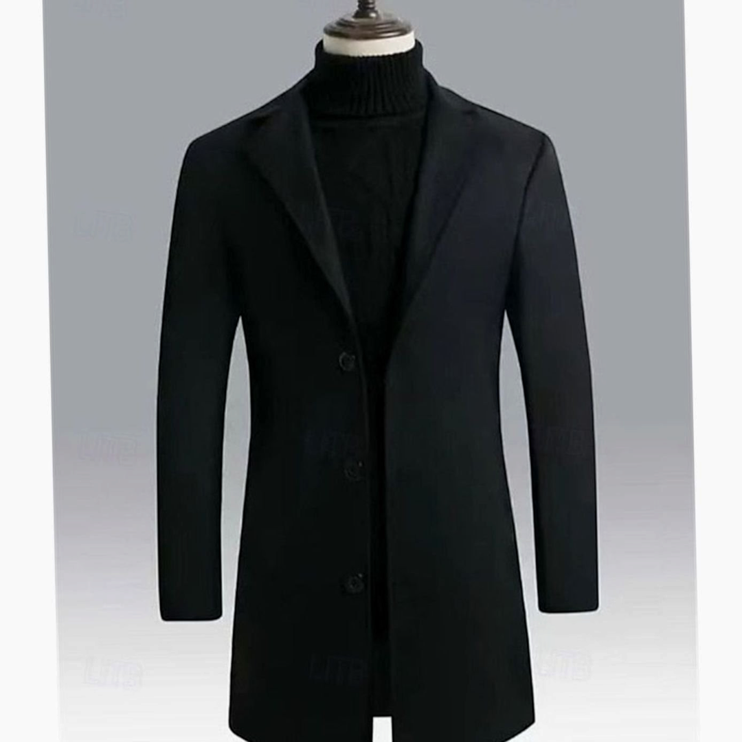 Percival | Men's Long Wool Single-Breasted Overcoat