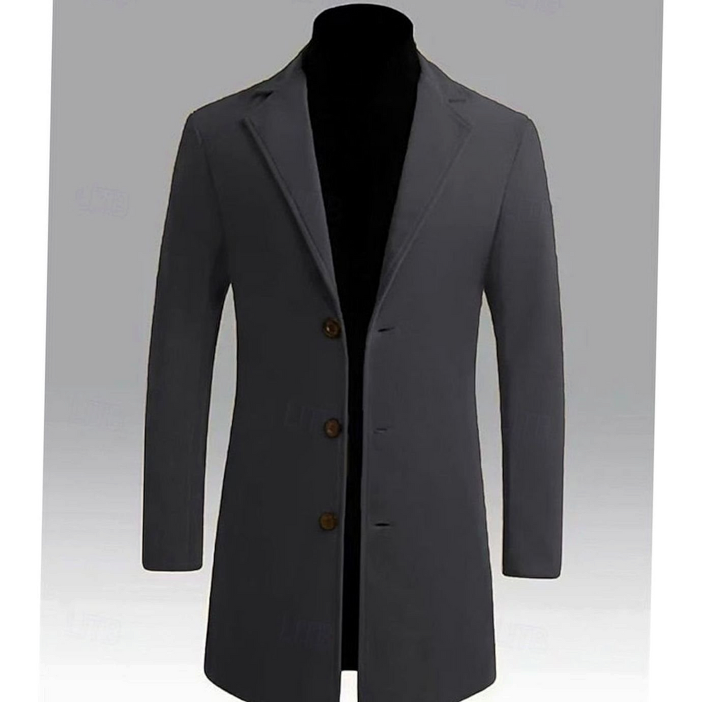 Percival | Men's Long Wool Single-Breasted Overcoat