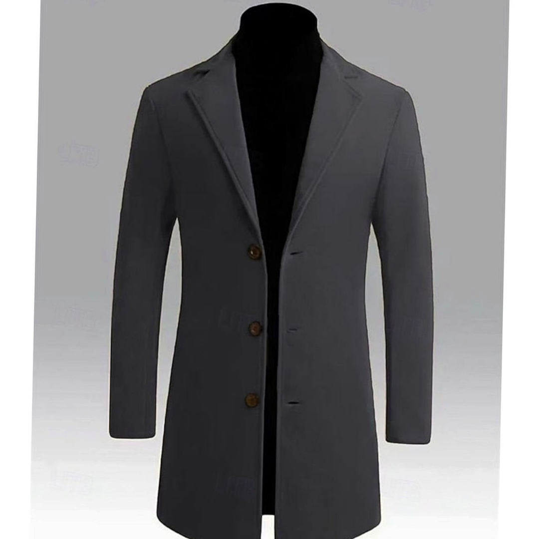 Percival | Men's Long Wool Single-Breasted Overcoat
