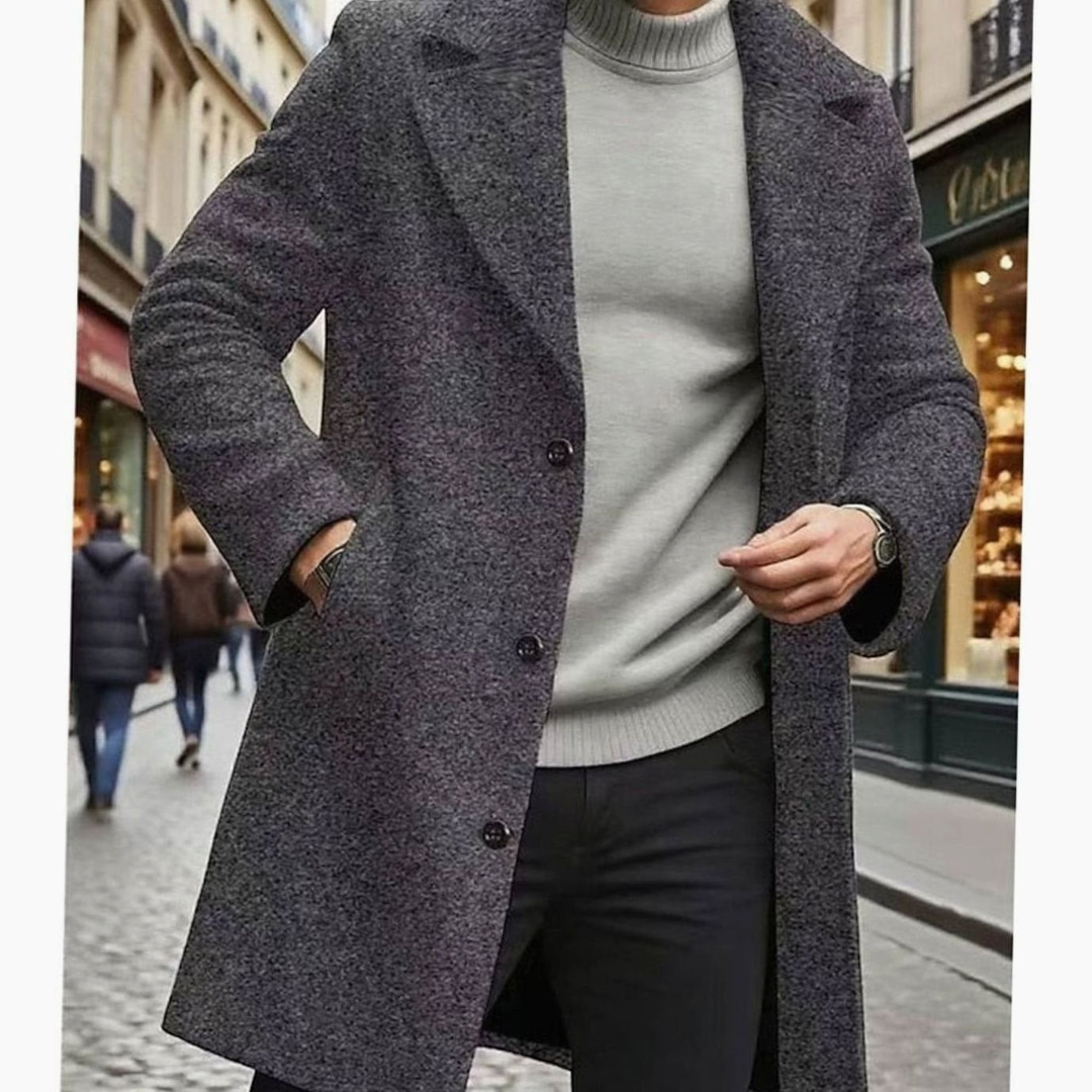 Percival | Men's Long Wool Single-Breasted Overcoat
