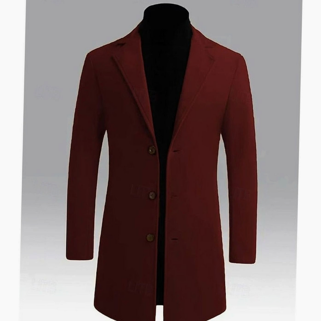 Percival | Men's Long Wool Single-Breasted Overcoat