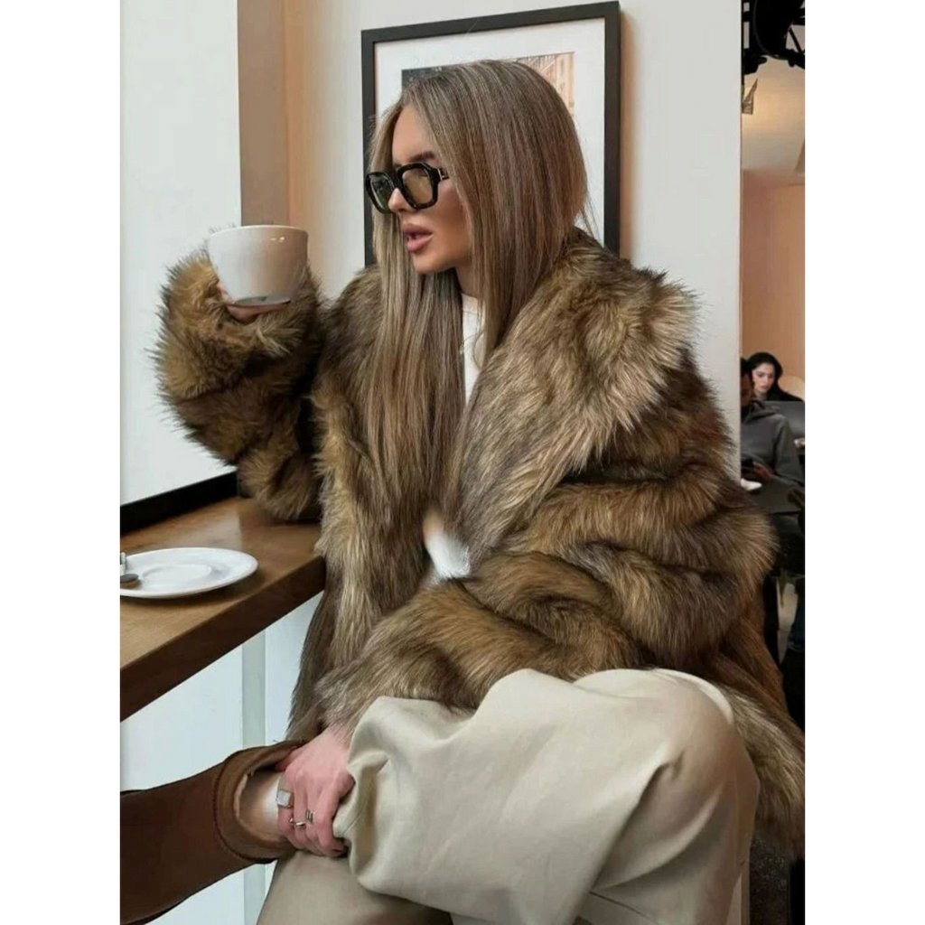 Rosalie | Women's Brown Faux Fur Winter Coat