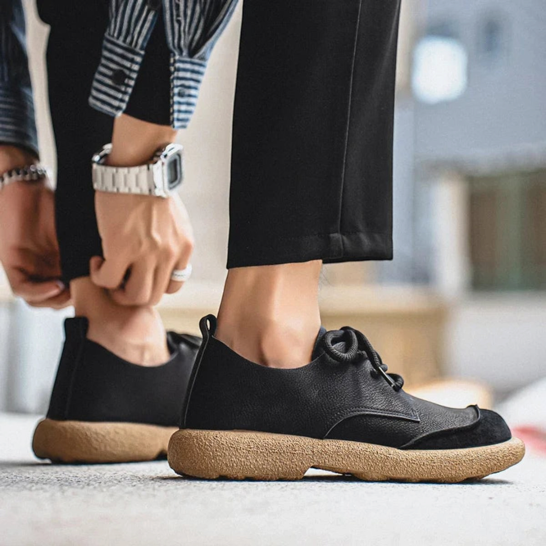 Stanley | Men's Leather Lace-Up Casual Shoes With Cushioned Sole