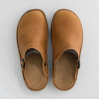 Tommy | Men's Leather Closed-Toe Clogs With Adjustable Buckle Strap