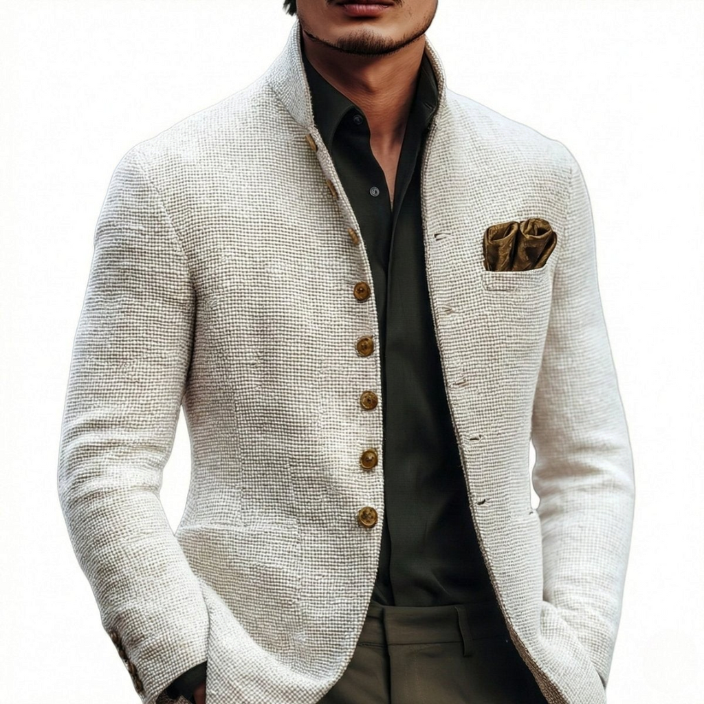 Valen | Men's Vintage Stand Collar Single-Breasted Cardigan