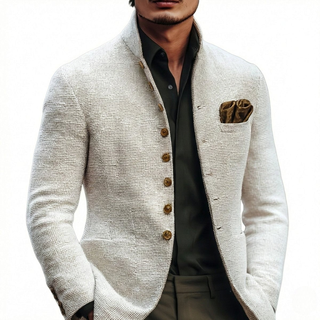 Valen | Men's Vintage Stand Collar Single-Breasted Cardigan