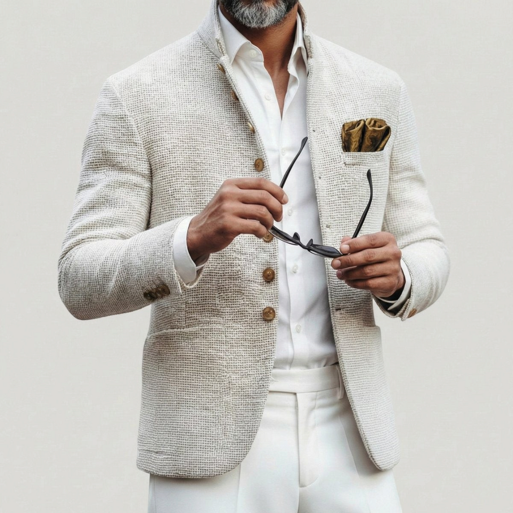 Valen | Men's Vintage Stand Collar Single-Breasted Cardigan