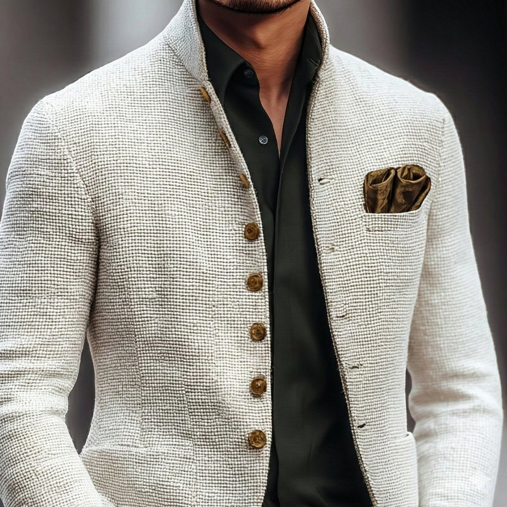 Valen | Men's Vintage Stand Collar Single-Breasted Cardigan