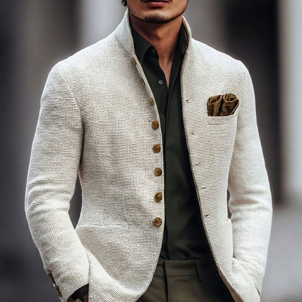 Valen | Men's Vintage Stand Collar Single-Breasted Cardigan