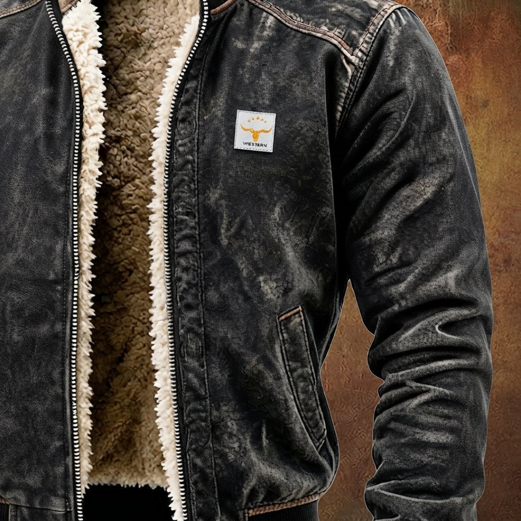 Wyatt | Men's Western Sherpa-Lined Full-Zip Bomber Jacket