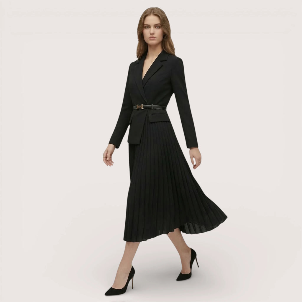 Virella | Women’s Blazer Pleated Midi Dress