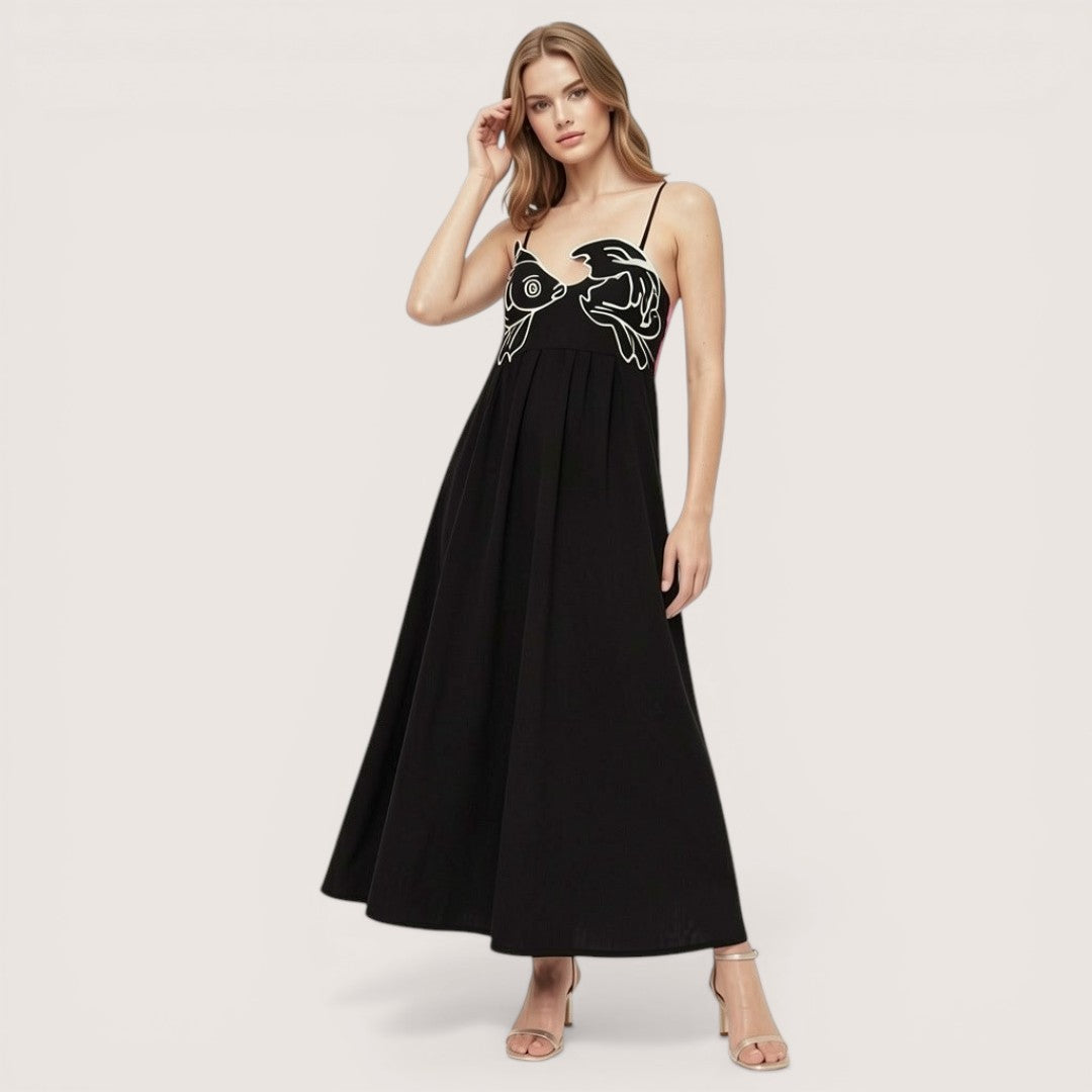 Nerea | Women’s Printed Cami Maxi Dress with Graphic Detail