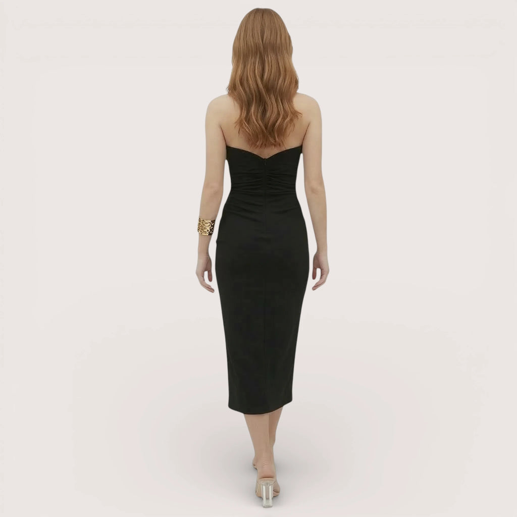 Celestine | Women’s Strapless Ruched Midi Dress