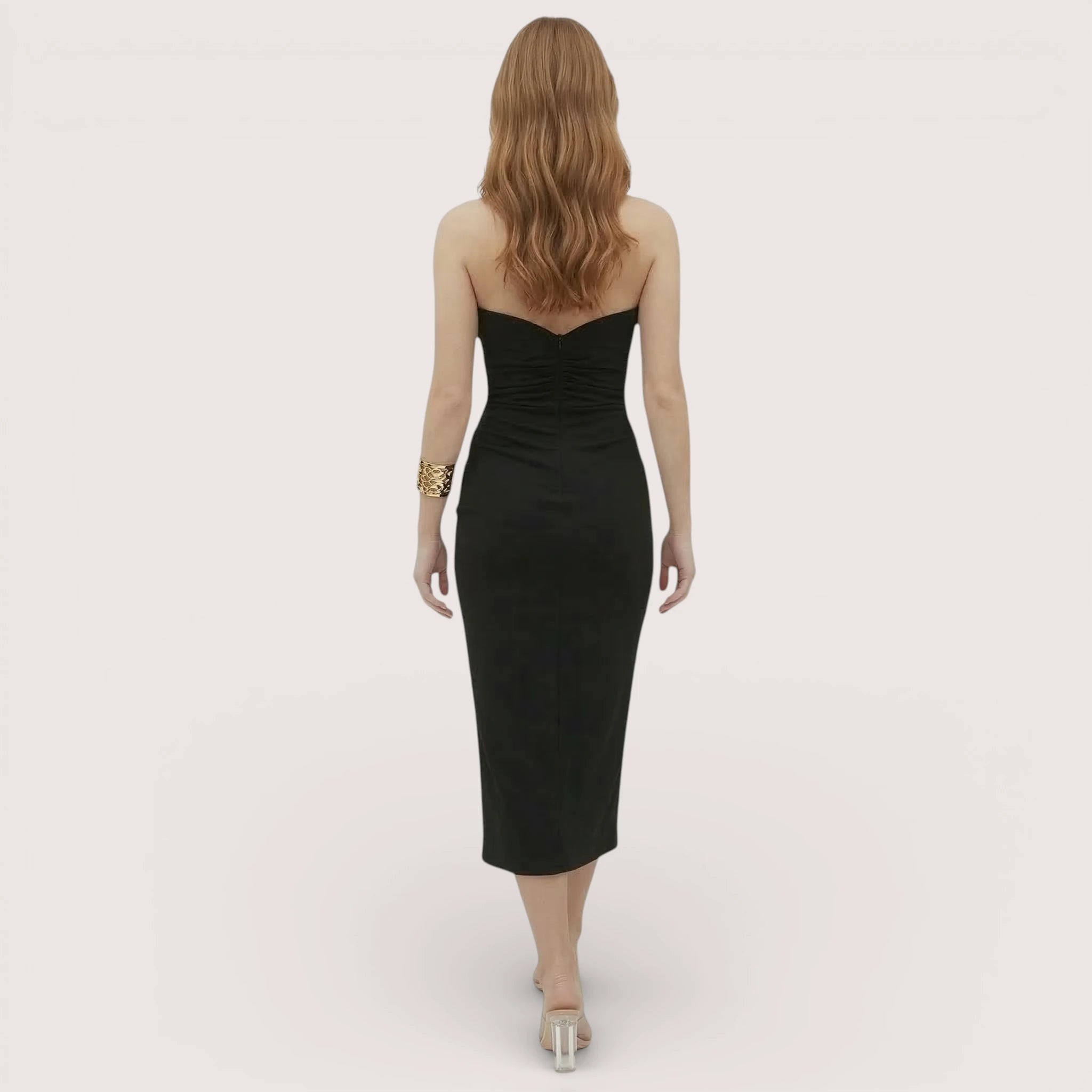 Celestine | Women’s Strapless Ruched Midi Dress