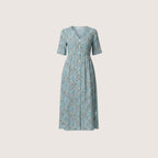Elina | Women’s Floral Midi Dress with Button Front and Pockets
