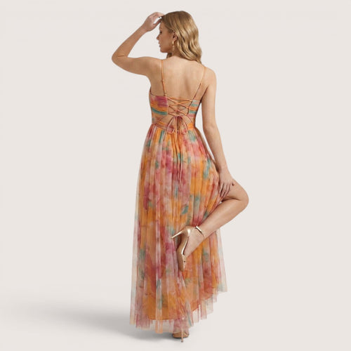 Aveline | Women’s Watercolor Chiffon Maxi Dress
