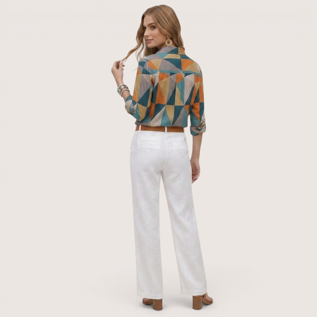 Arlena | Women’s Geometric Print Button-Up Shirt