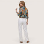 Arlena | Women’s Geometric Print Button-Up Shirt