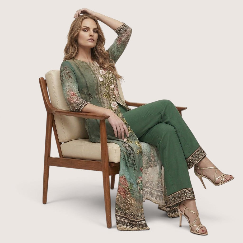 Zareen | Women’s Printed Layered Kurta Set