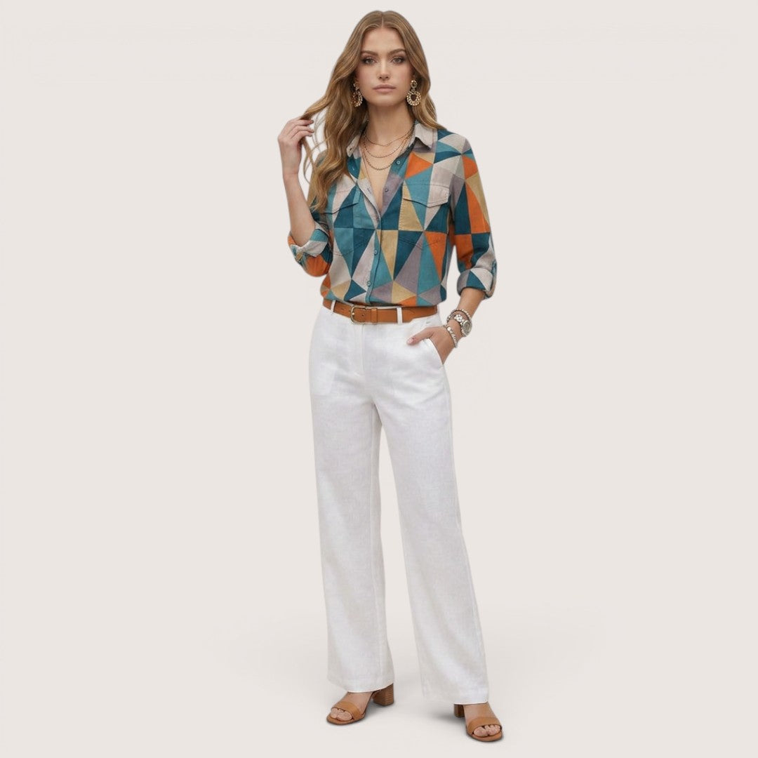 Arlena | Women’s Geometric Print Button-Up Shirt