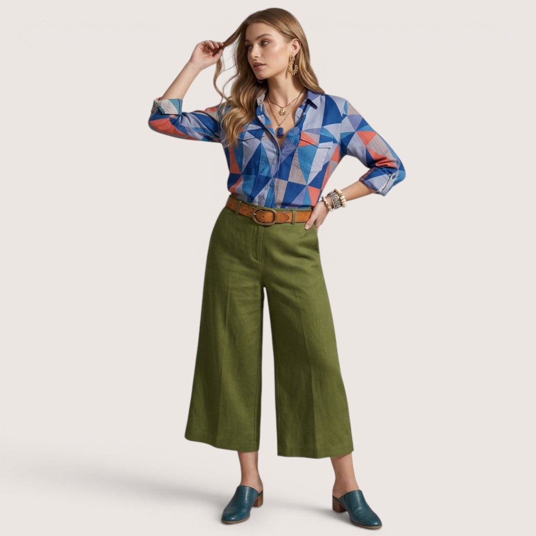 Arlena | Women’s Geometric Print Button-Up Shirt