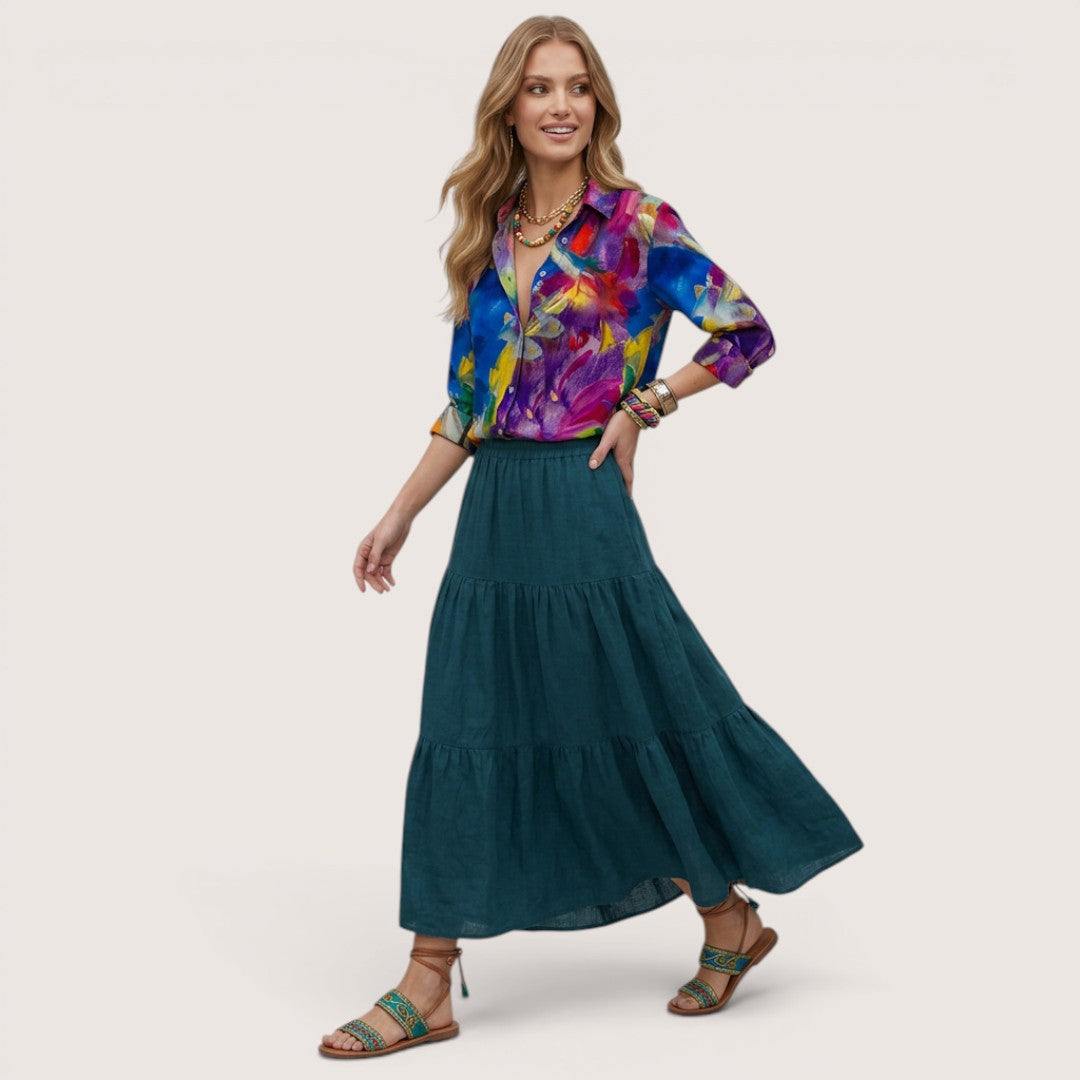Arlena | Women’s Geometric Print Button-Up Shirt