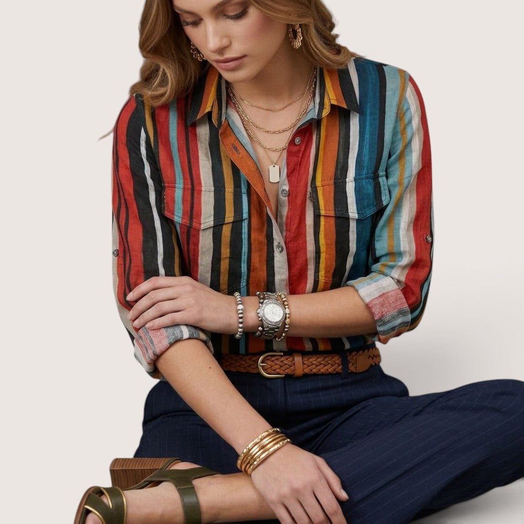Arlena | Women’s Geometric Print Button-Up Shirt