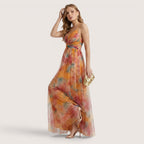 Aveline | Women’s Watercolor Chiffon Maxi Dress