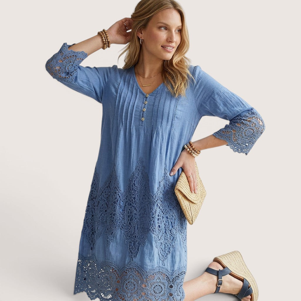 Alviera | Women’s Lace Trim Boho Dress