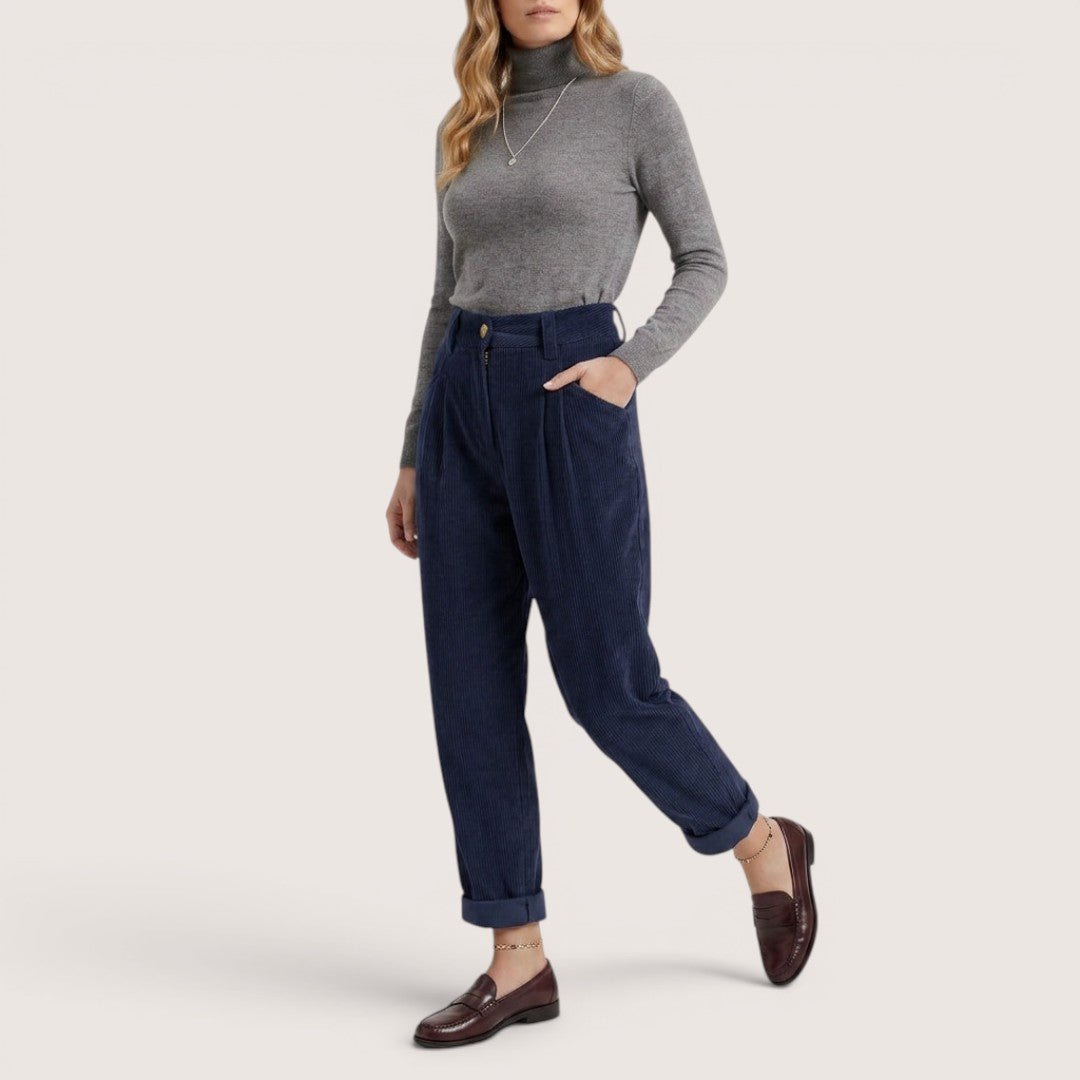 Lioren | Women’s High-Waist Tapered Pants with Tie Waist