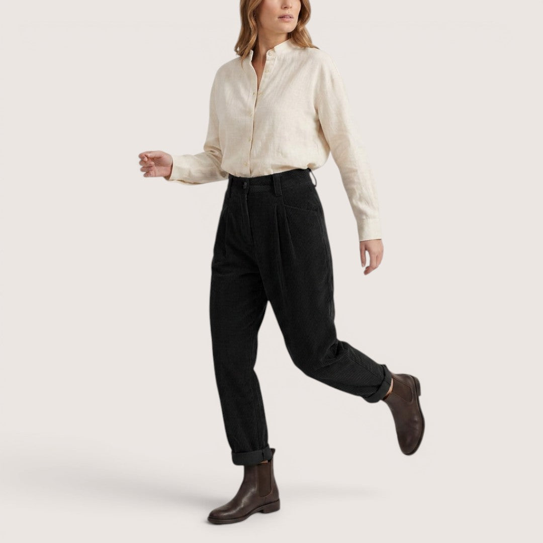 Lioren | Women’s High-Waist Tapered Pants with Tie Waist