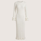 Elowra | Women’s Ribbed Knit Ruffle Maxi Dress