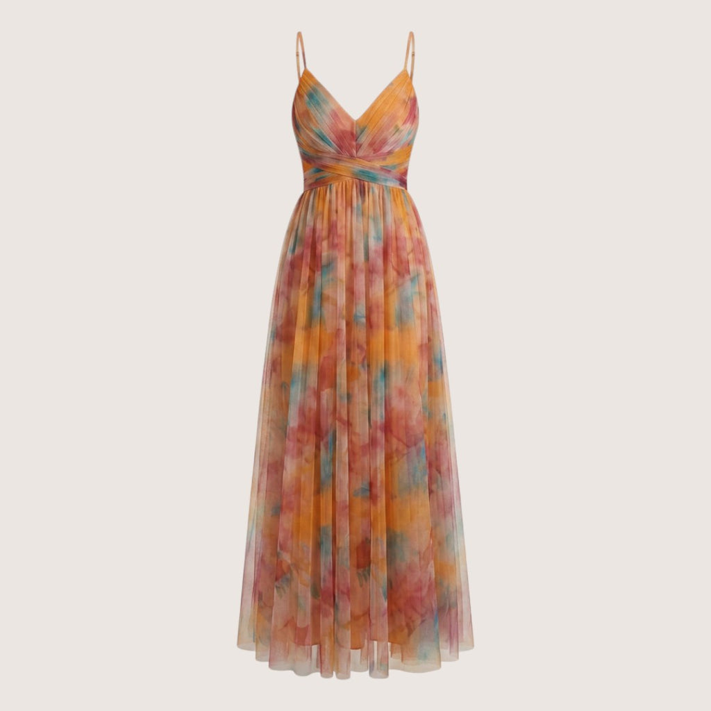 Aveline | Women’s Watercolor Chiffon Maxi Dress
