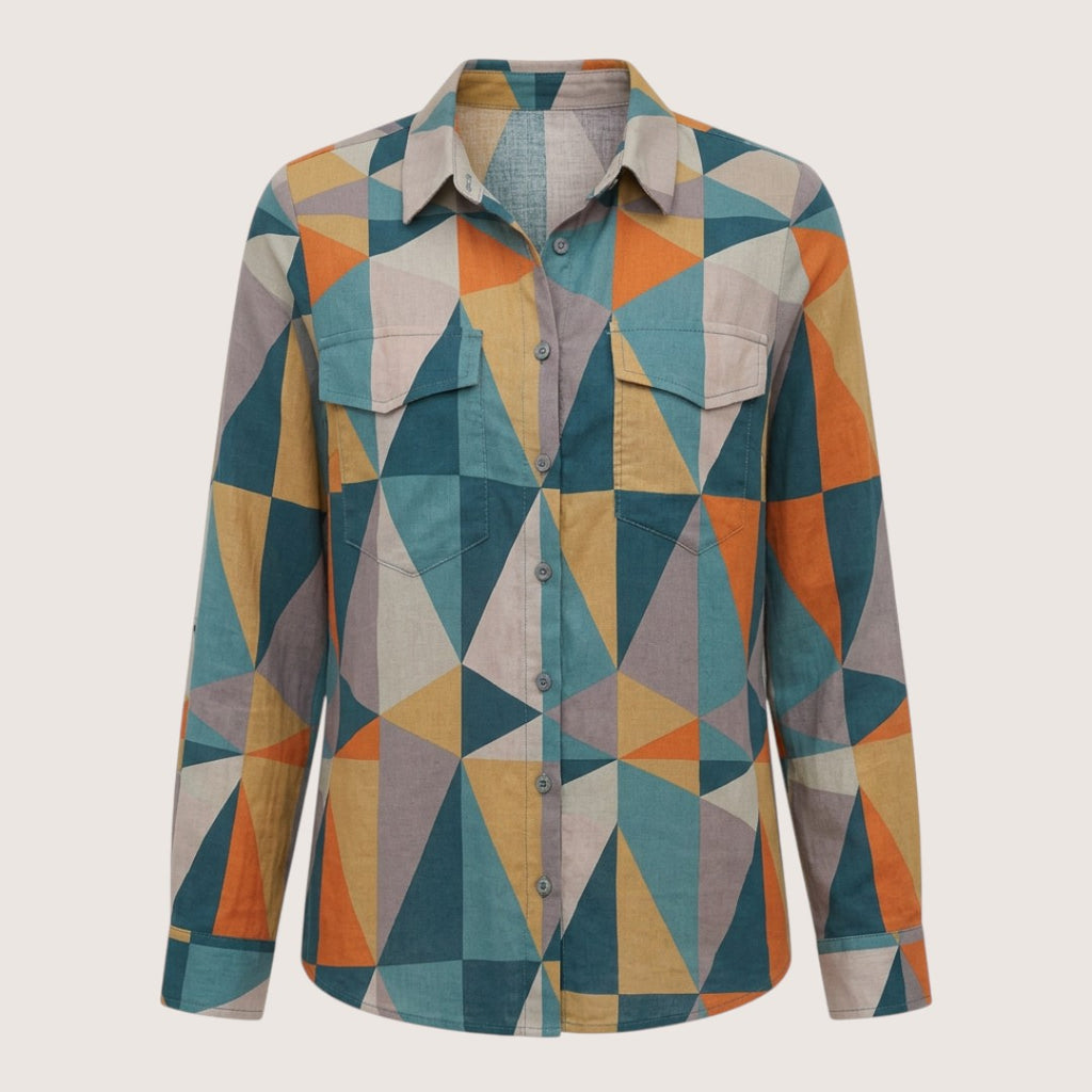 Arlena | Women’s Geometric Print Button-Up Shirt