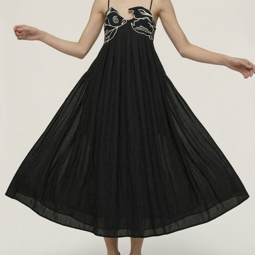 Nerea | Women’s Printed Cami Maxi Dress with Graphic Detail