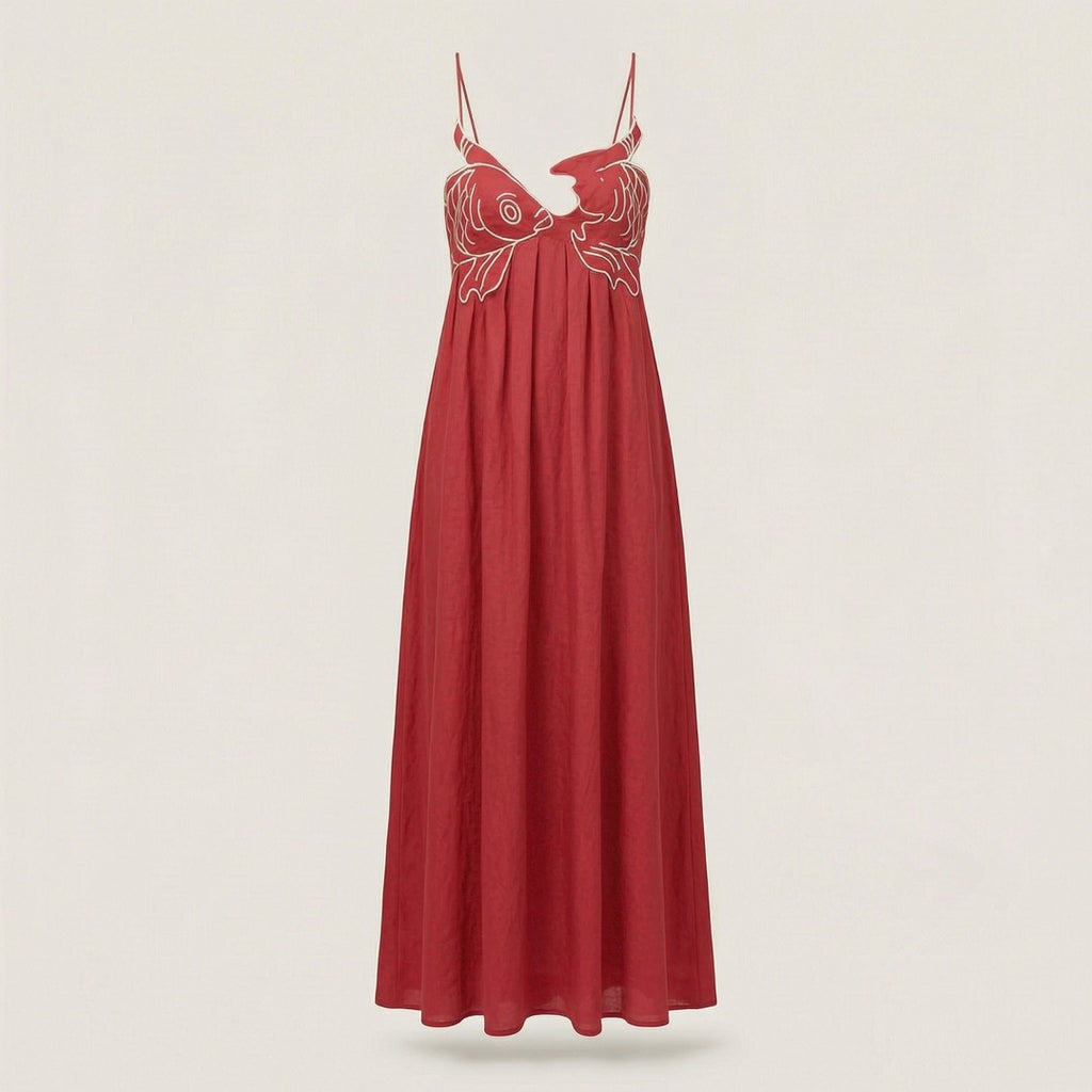Nerea | Women’s Printed Cami Maxi Dress with Graphic Detail