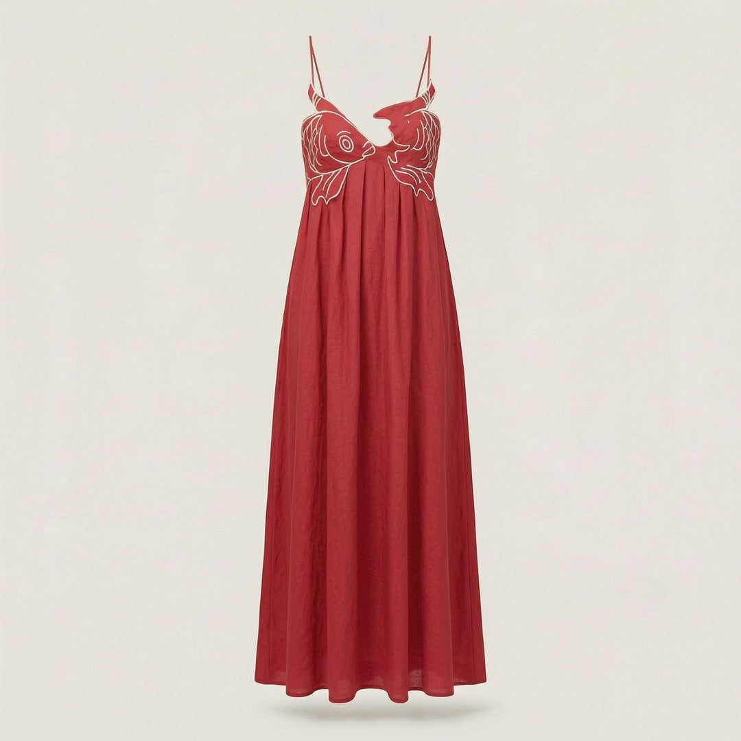 Nerea | Women’s Printed Cami Maxi Dress with Graphic Detail
